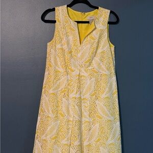 LOFT Yellow and White Sleeveless Dress